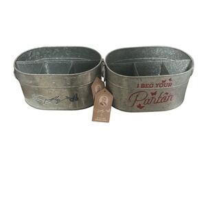 2-Dolly Parton I Beg Your Parton Galvanized Storage Caddy Set‎